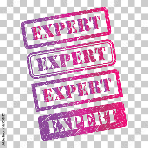 Set of Expert stamp symbol, label sticker sign button, text banner vector illustration .