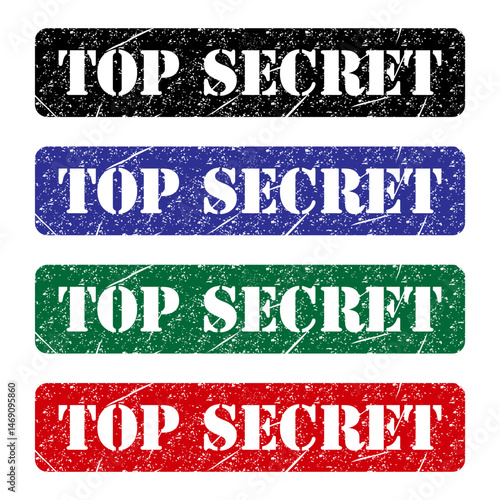 Set of Top secret stamp symbol, label sticker sign button, text banner vector illustration .