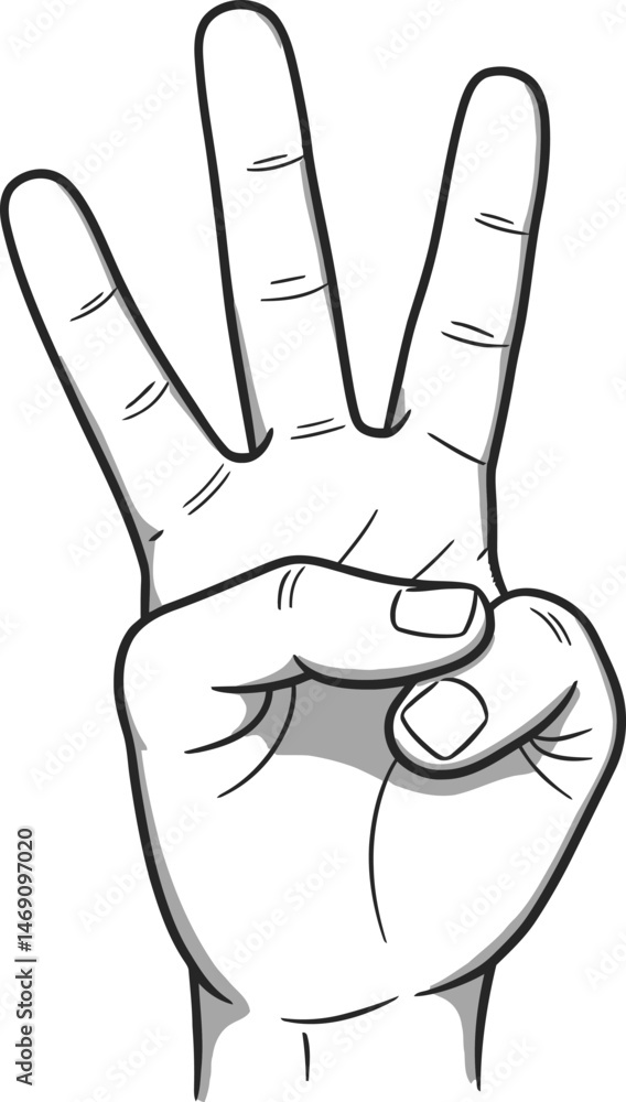 Black Line Art Peace Sign Hand Gesture Black Line Art Peace Sign Hand Gesture