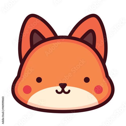 A cute cartoon fox face with bright colors and a simple design.