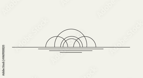 Sunrise Ocean Outline - Minimalist Black Arc Design
