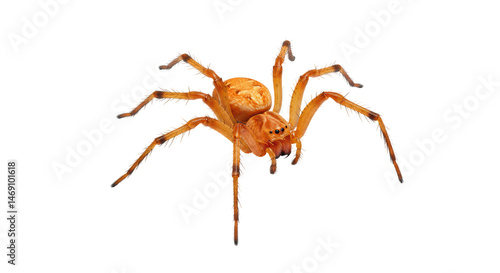 Isolated Yellow Sac Spider Close-up on White Background
