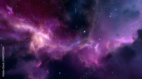 Fototapeta Naklejka Na Ścianę i Meble -  Deep space scene with swirling purple and pink cosmic nebula