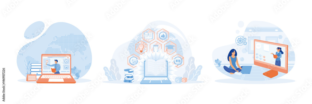Online education concept. Creative Learning. Interactive Online Learning Session. Online education concept. Creative Learning. Interactive Online Learning Session.