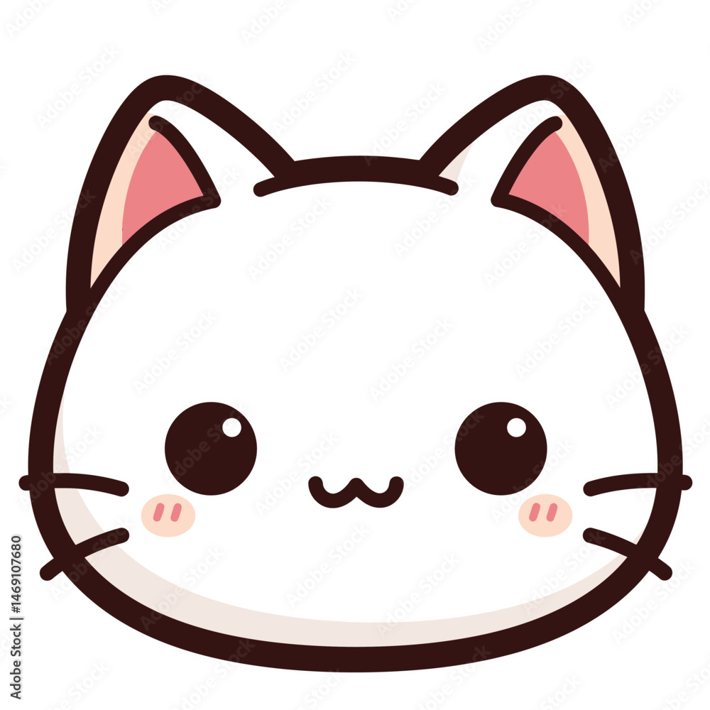 A cute cartoon cat face with big eyes and a sweet little smile. A cute cartoon cat face with big eyes and a sweet little smile.