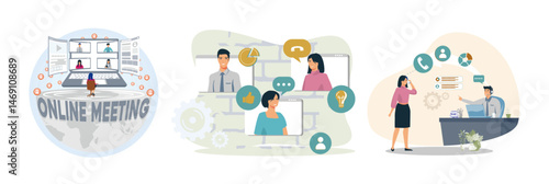 Online Meeting Concept. People and Communication. Customer Service Representative.