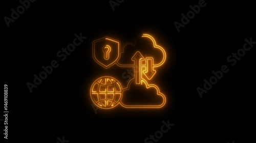 Wallpaper Mural Animated illustration of global secure cloud data transfer and protection Torontodigital.ca