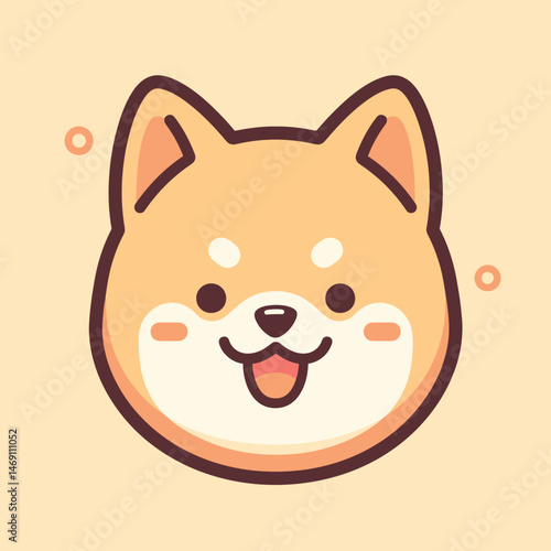 Cute cartoon Shiba Inu dog face with a happy expression.