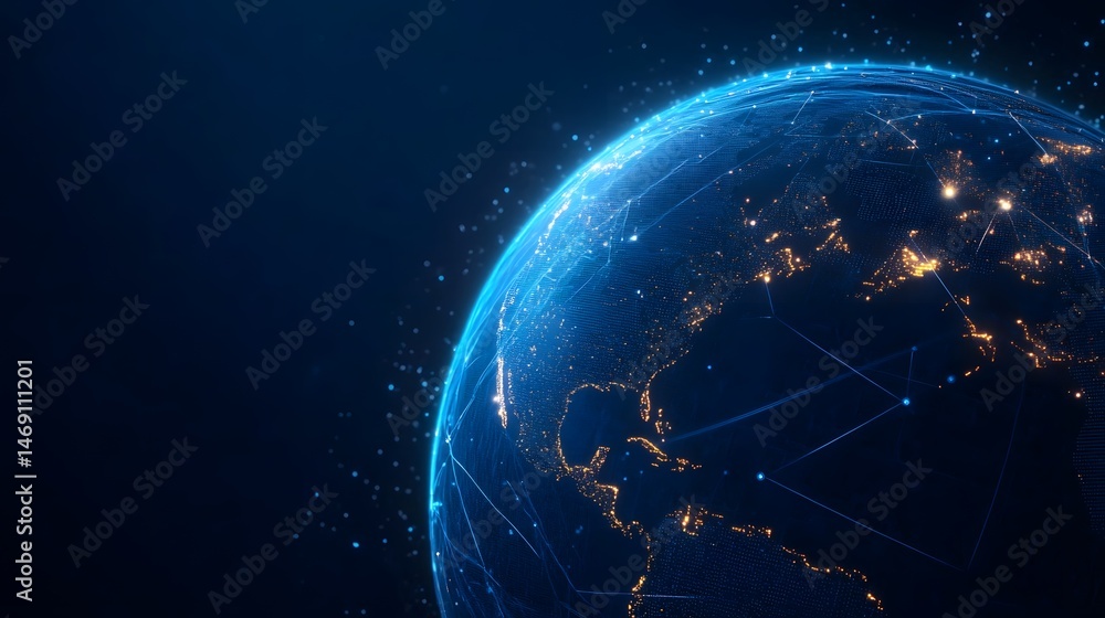 Obraz premium Global network of digital connections and technology driven partnerships