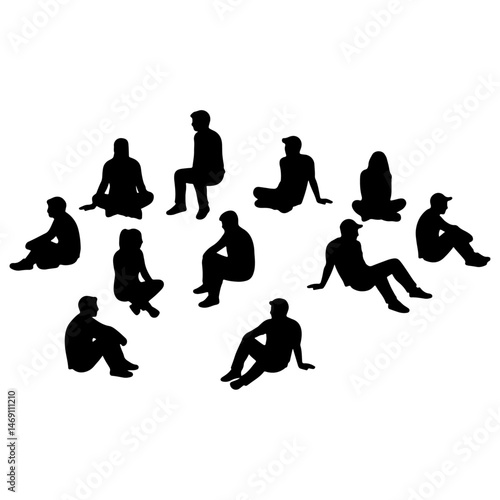 Hand Drawn Minimal People Vectors Featuring Sitting Human Figures for Use in Architectural Drawings CAD Layouts Floor Plans and Urban Planning Presentations

