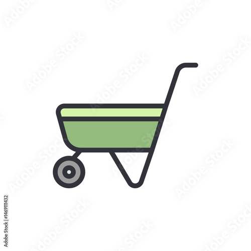 Single-wheel garden cart icon illustration on isolated background