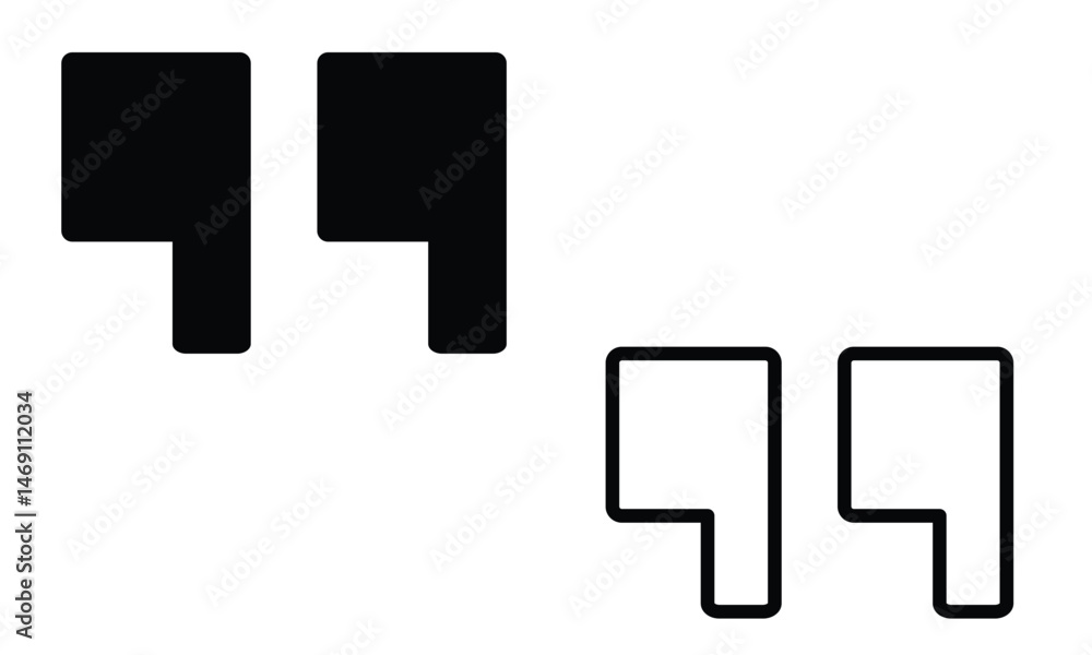 Black quotation mark, quote symbol icon vector illustration, double quotation mark isolated on white background.
Black quotation mark, quote symbol icon vector illustration, double quotation mark isolated on white background.