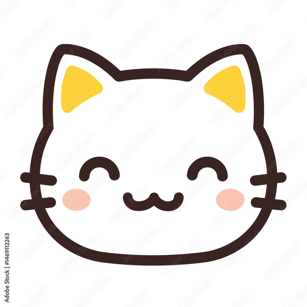 Adorable kawaii cat face with a sweet smile. Adorable kawaii cat face with a sweet smile.