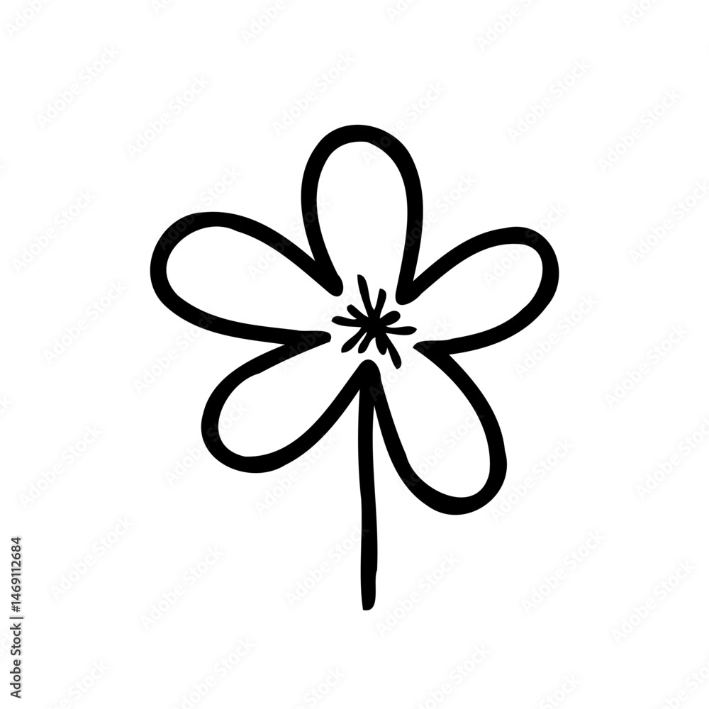 Simple floral design showcasing delicate petals on a pristine white backdrop Simple floral design showcasing delicate petals on a pristine white backdrop