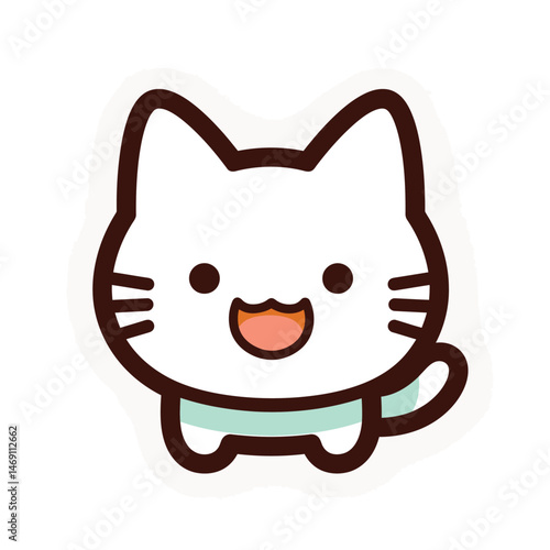 Cute cartoon kitty waving hello with a cheerful smile!