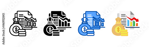 Economic crisis icon set bundle. Multi style icon collection perfect for websites, apps, and presentations. Simple vector icon collection