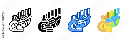 Economy icon set bundle. Multi style icon collection perfect for websites, apps, and presentations. Simple vector icon collection