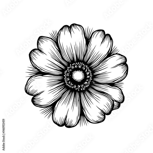 Elegant botanical illustration displaying detailed floral arrangement with exquisite lines