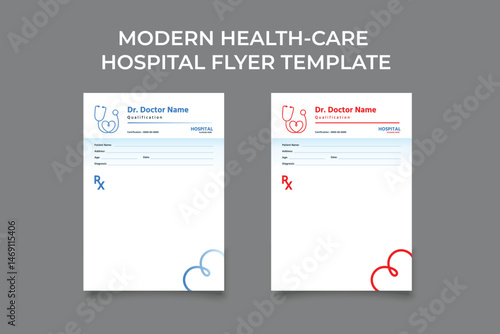 Modern doctor and clinic prescription flyer design. Vector template.