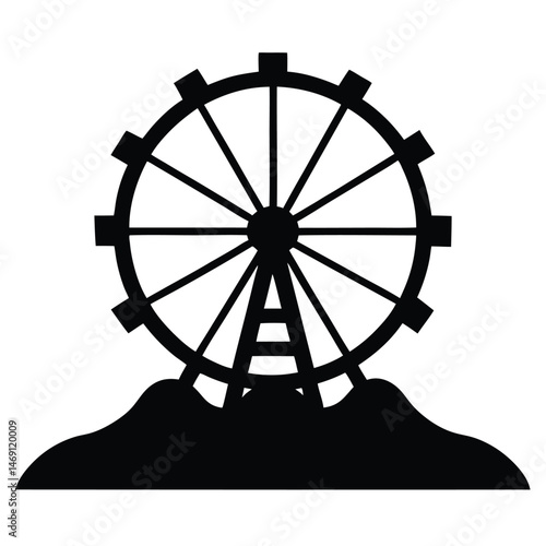This isolated vector illustration shows a nautical ship steering wheel, a wooden helm used for boat control and direction at sea