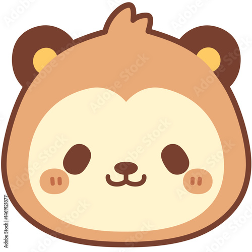 Adorable cartoon bear face with sweet pink cheeks and big dark eyes.