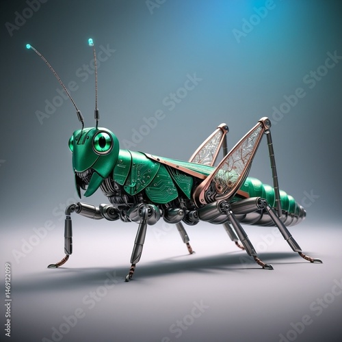 green grasshopper on a white background