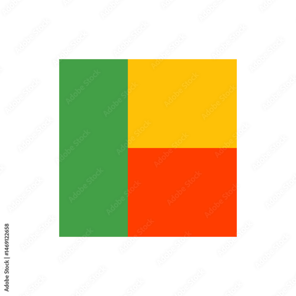 Obraz premium Illustration of a rectangular flag with a green vertical band and two horizontal bands of yellow and red