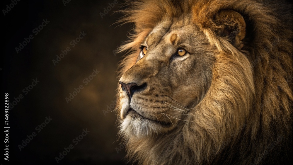 Fototapeta premium Majestic Gaze: The Lion King in Photorealistic Glory