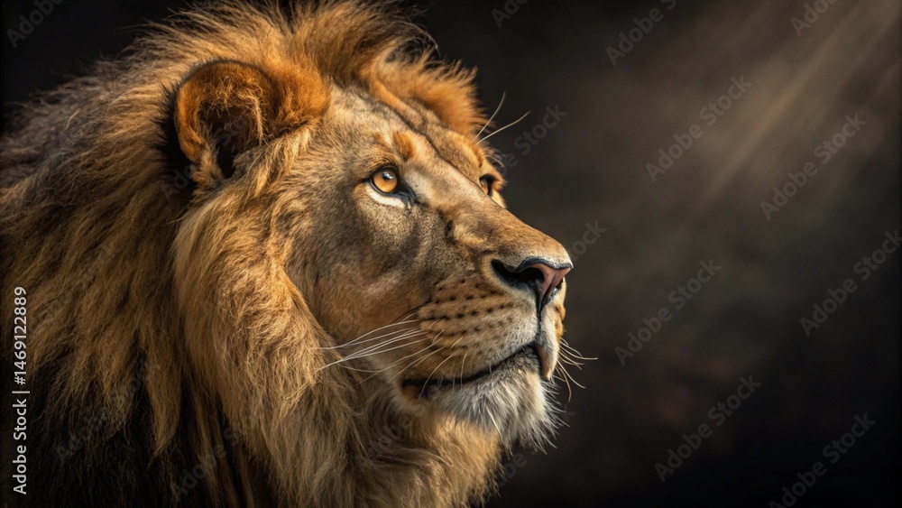 Fototapeta premium Majestic Gaze: The Lion King in Photorealistic Glory