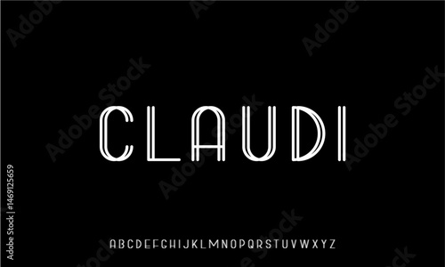 Claudi is a geometric display font inspired by Art Deco and minimal line forms. Perfect for vintage posters, branding, luxury packaging, signage, and editorial layouts that aim to stand out with elega