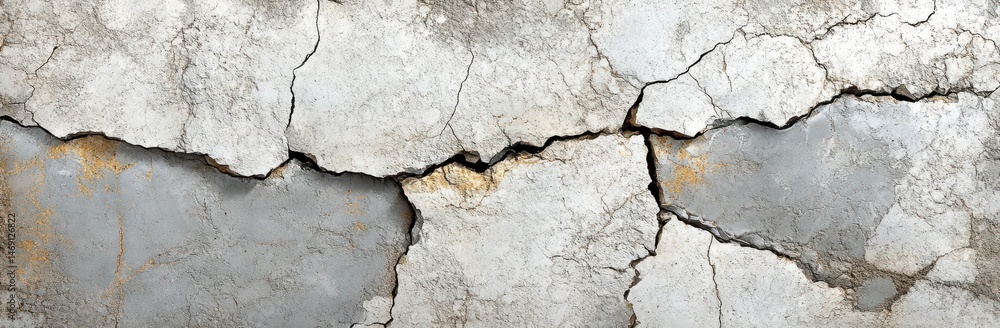 Obraz premium Weathered Gray and Off White Cracked Concrete Surface Texture