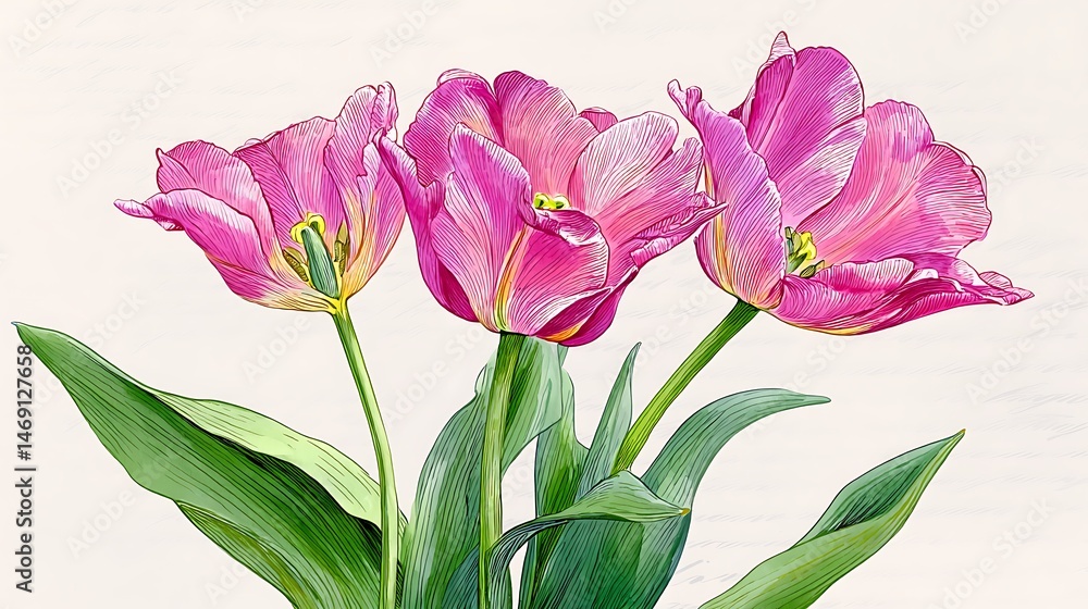 Obraz premium Delicate pink tulips in a close-up display