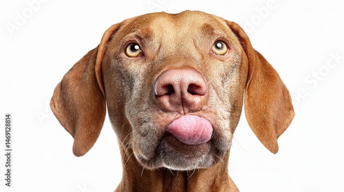 Wallpaper Mural Funny Hungarian Vizsla Dog Sticking Tongue Out Isolated on White Torontodigital.ca