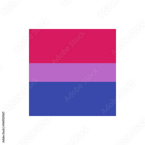 A bisexual pride flag featuring three horizontal stripes of pink purple and blue displayed clearly and centrally