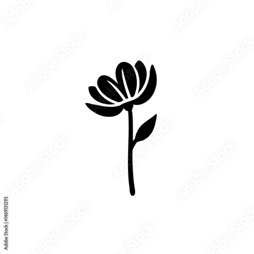 Elegant floral silhouette on pristine backdrop portraying simplistic botanical beauty