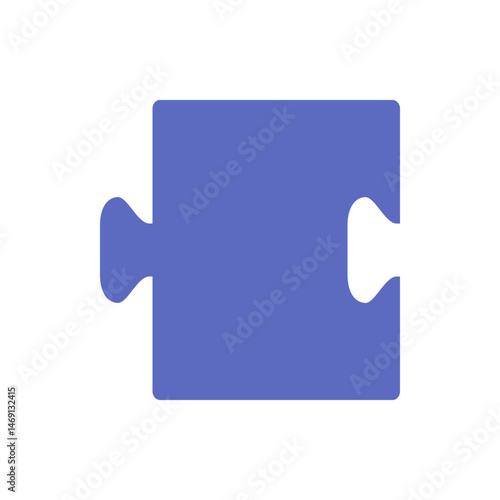 A single blue puzzle piece with a protruding tab on the left and a recessed space on the right side