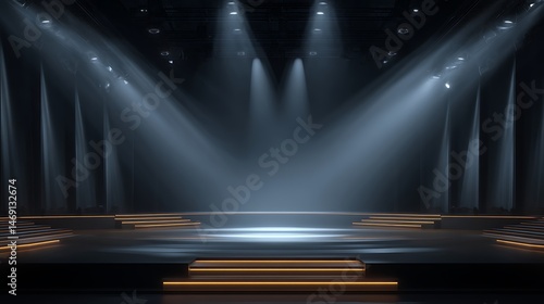 Podium stage for television studio modern theater shows concept background wallpaper AI generated image .