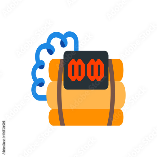 Illustration of a cartoon style bomb with orange dynamite sticks a timer and a blue fuse attached to it
