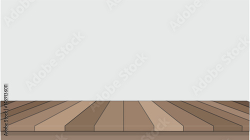 Empty Wooden Floor Background with Light Gray Wall – Vector Room Interior