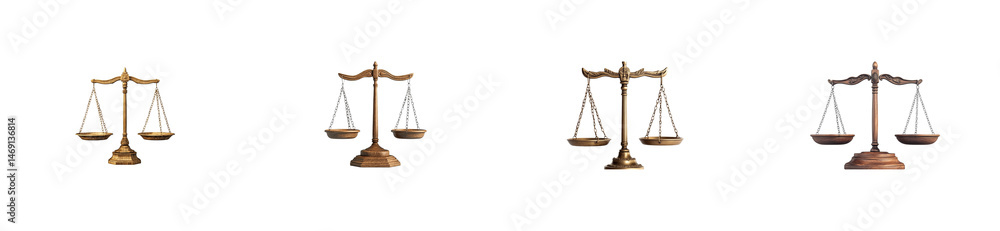 Four justice scales, balance comparison, ancient judge equipment, cut out transparent Four justice scales, balance comparison, ancient judge equipment, cut out transparent