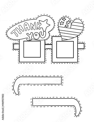 Memorial Day paper glasses hand drawn frames
