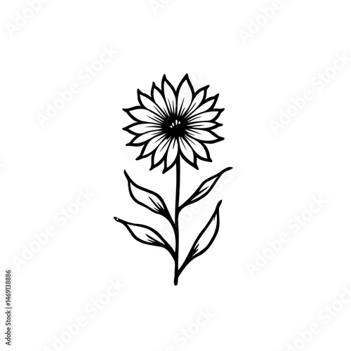 Wallpaper Mural Single sunflower illustration with detailed petals on a minimalist white backdrop Torontodigital.ca