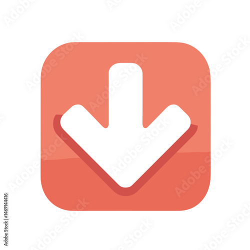 Rounded download icon with downward arrow illustration without background