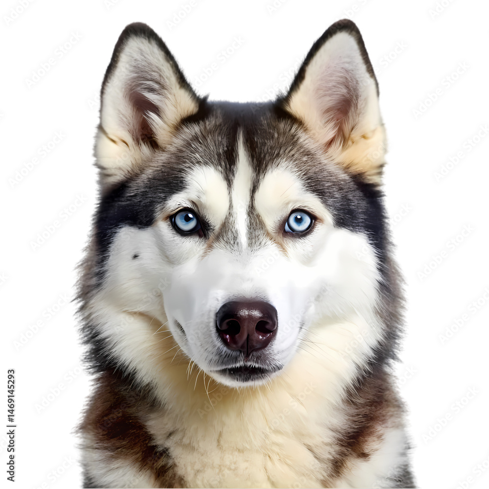 Siberian Husky Dog Breed Portrait: Blue Eyes, White Fur, Canine Photography Siberian Husky Dog Breed Portrait: Blue Eyes, White Fur, Canine Photography