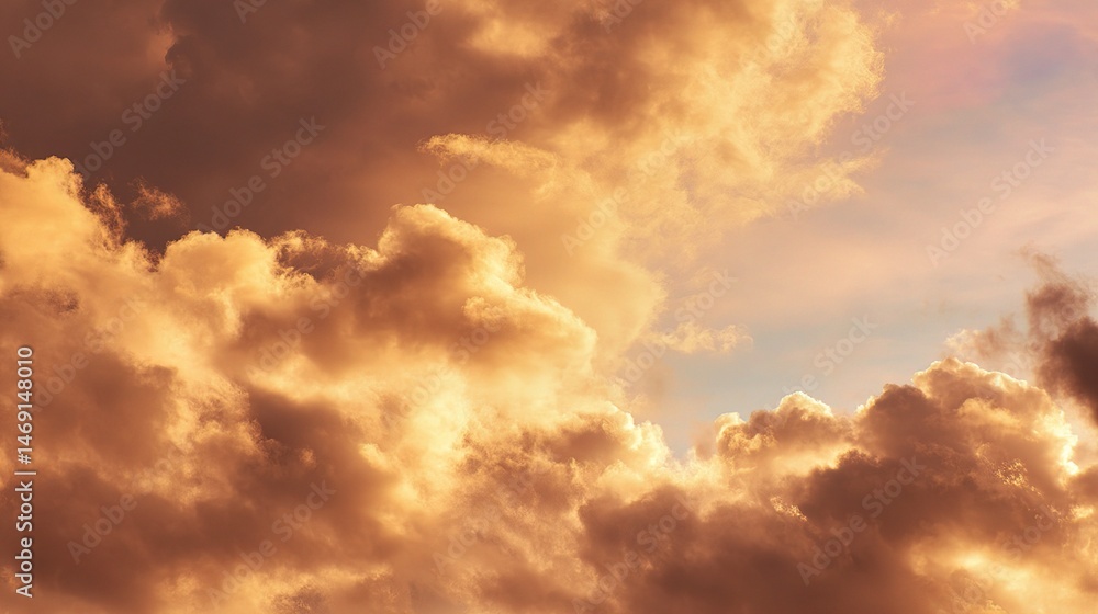 Obraz premium Dreamy Golden Hour Clouds in a Warm Toned Sky