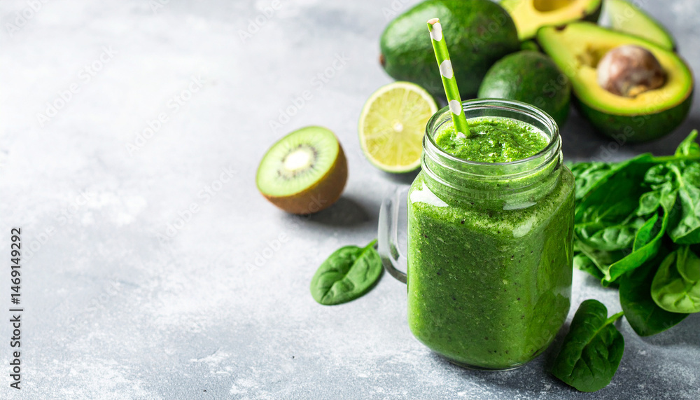 Fototapeta premium Green Smoothie, vegetables, fruit, Custom AI Model