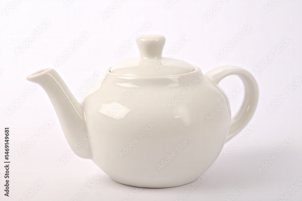 Classic white ceramic teapot on neutral background
Classic white ceramic teapot on neutral background