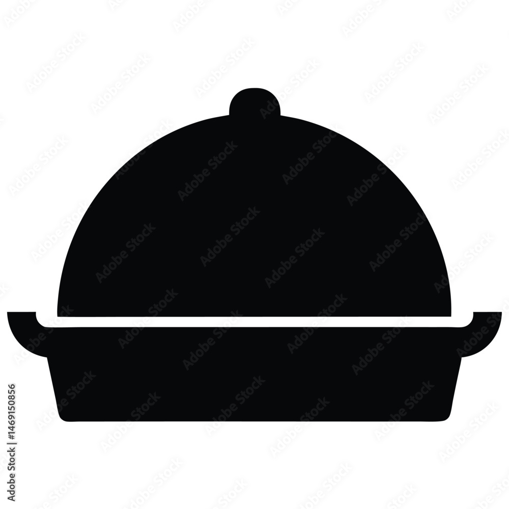 Restaurant service icon shows a silver cloche lid covering a food dish on a tray, a vector illustration for a fine dining experience Restaurant service icon shows a silver cloche lid covering a food dish on a tray, a vector illustration for a fine dining experience
