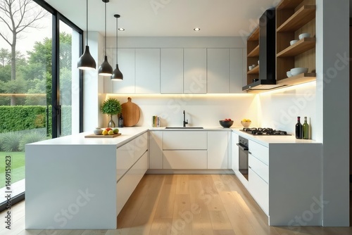 Modern kitchen renovation, sleek countertops and new appliances shine Bright, clean space , remodel, home improvement, wood