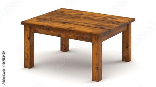 Simple, rustic wooden coffee table.  Solid wood construction, rectangular tabletop,  classic design,  functional furniture piece